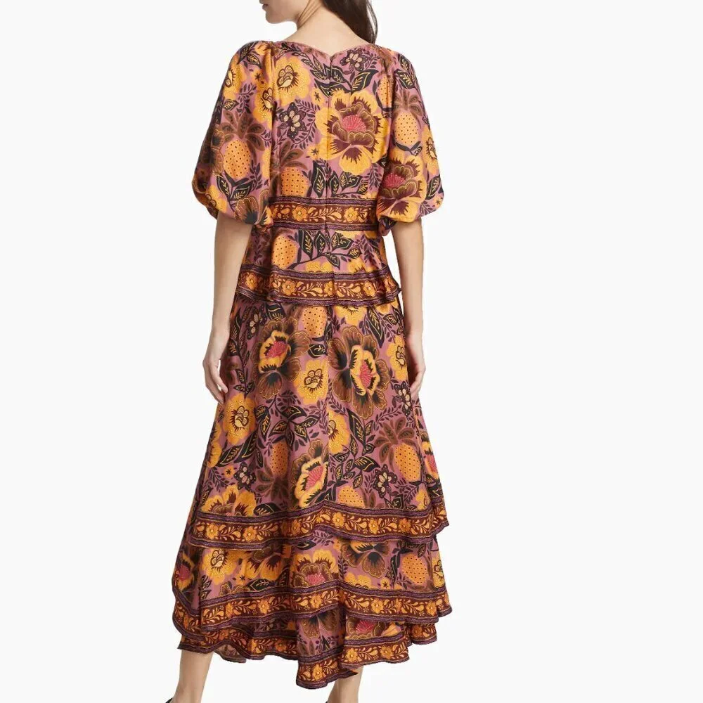 NWT Farm Rio Floral Maxi Luxury Euro Summer Vacation Spring Break Unique - Picture 4 of 10